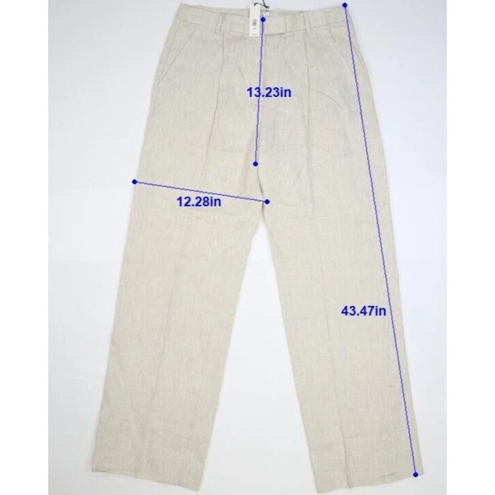 Banana Republic Lina Straight Natural Linen Dress Pant w Pockets Womens 10L